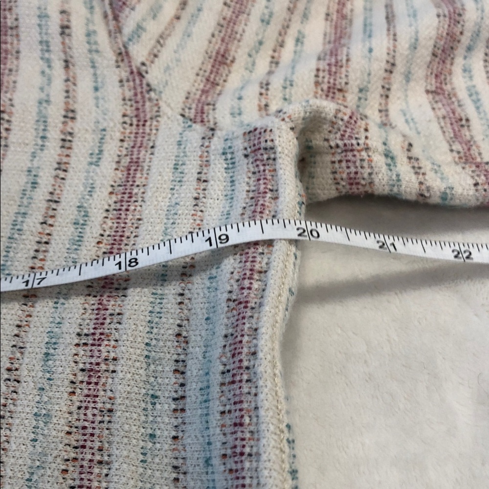 Lucky Brand boho striped hoodie sweatshirt neutral tones beach resort vibes SZ M - Picture 7 of 9